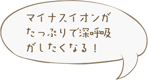 マイナスイオンがたっぷりで深呼吸がしたくなる！