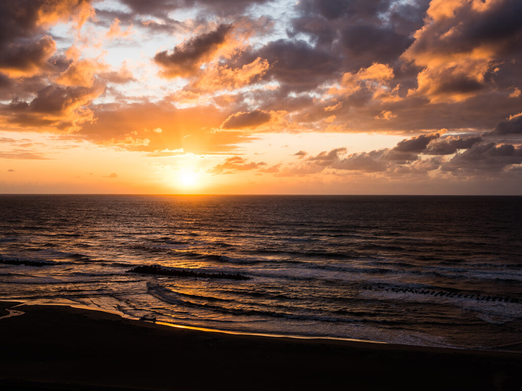 湯野浜温泉　夕陽　夕日